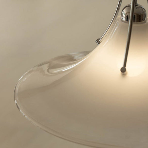 Bauhaus Minimalist Conical Flower Glass Chrome Simple Pendant - Yiilighting