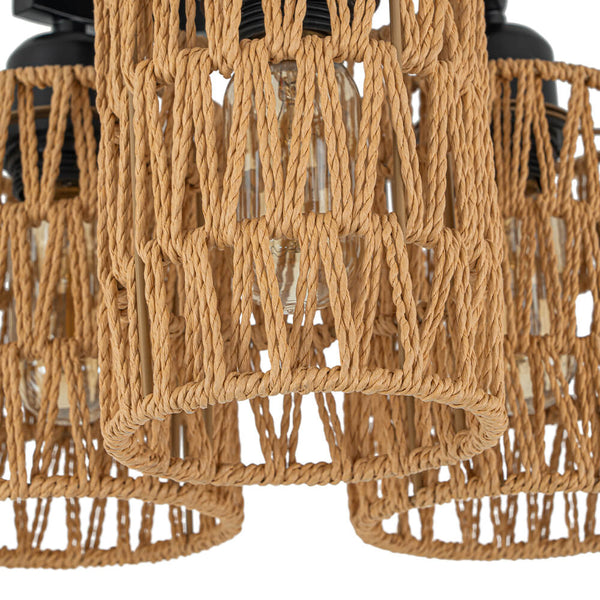 Boho 3 - Light Hand - Woven Rope Cage Semi - Flush Mount - Yiilighting