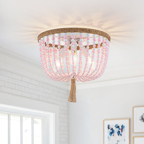 Coastal Colorful Beaded Flush Mount Ceiling Light - Yiilighting