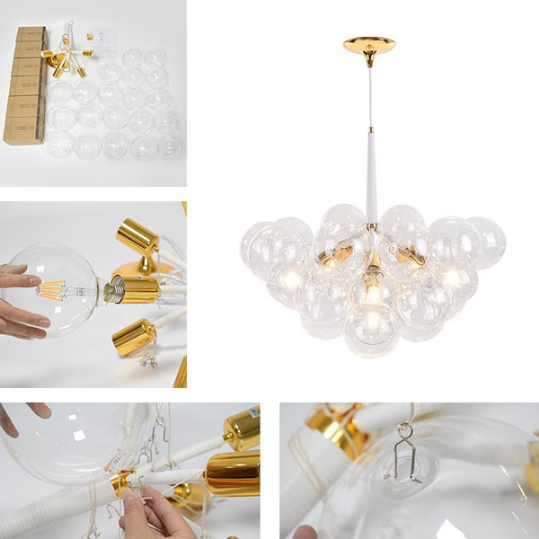 Contemporary Cluster Clear Glass Cloud Bubble Chandelier - Yiilighting