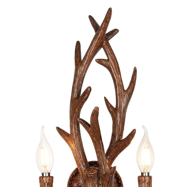 Country Rustic Deer Antler Two Candle Style Wall Sconce - Yiilighting