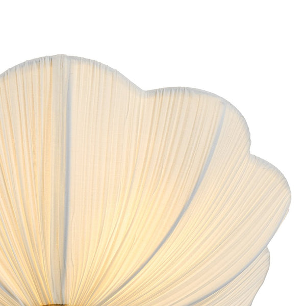 Cream 3-Light Ethereal Pleat Blooming Flower Fabric Semi-Flush Ceiling Light - Yiilighting