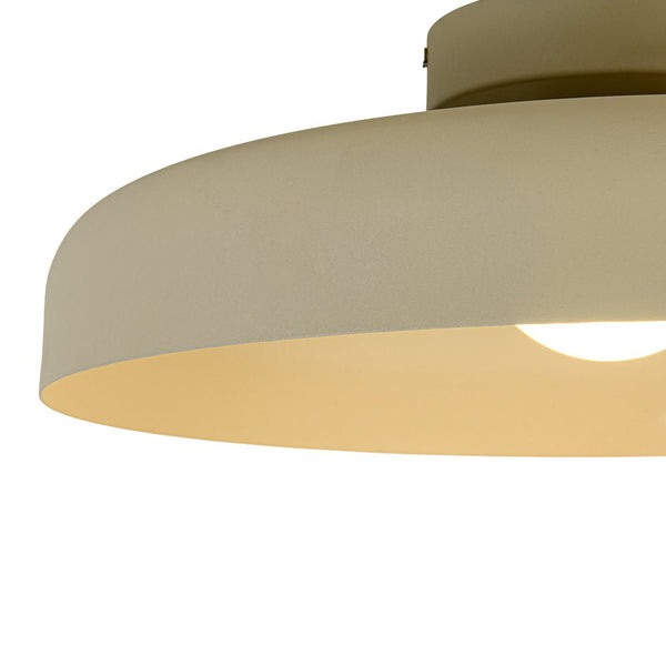 Cream Style Minimalist Khaki Matte Shallow Pan Semi Flush Mount - Yiilighting