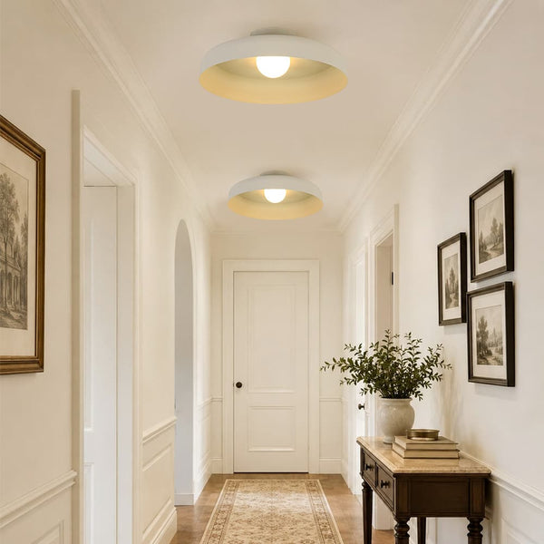 Cream Style Minimalist Khaki Matte Shallow Pan Semi Flush Mount - Yiilighting