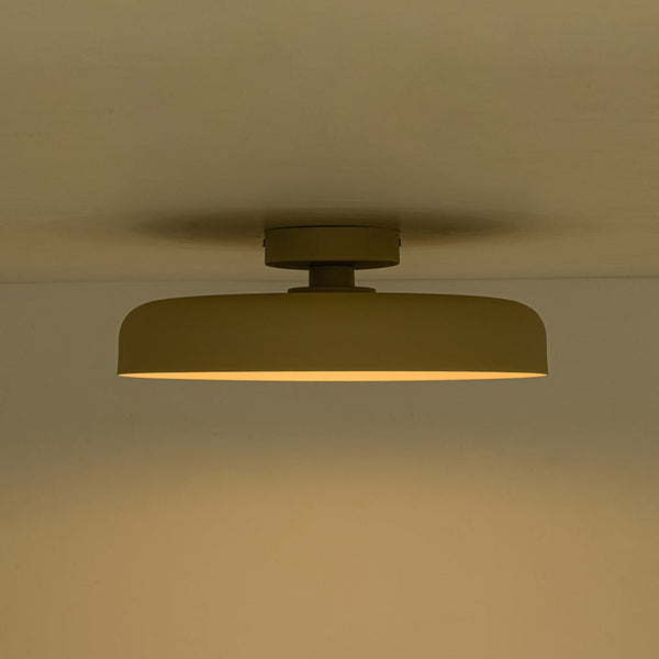 Cream Style Minimalist Khaki Matte Shallow Pan Semi Flush Mount - Yiilighting