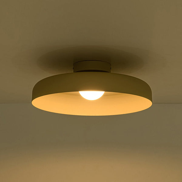 Cream Style Minimalist Khaki Matte Shallow Pan Semi Flush Mount - Yiilighting