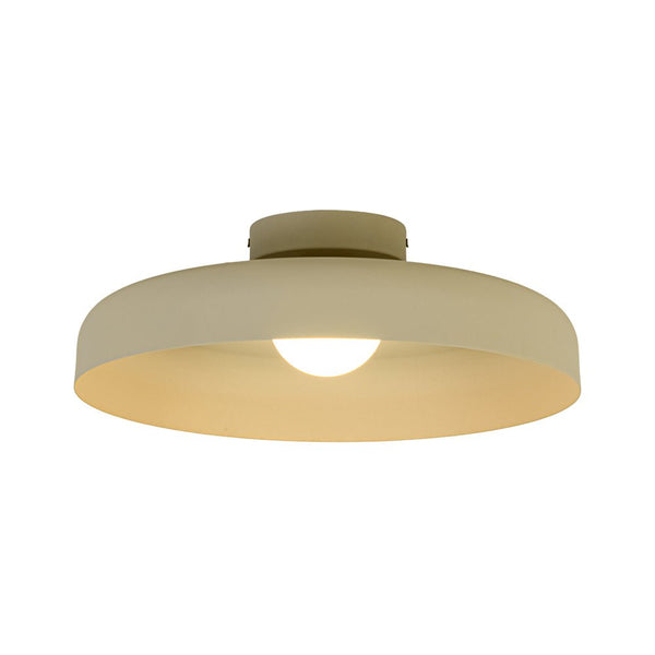 Cream Style Minimalist Khaki Matte Shallow Pan Semi Flush Mount - Yiilighting