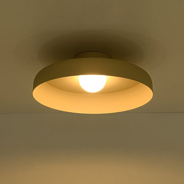 Cream Style Minimalist Khaki Matte Shallow Pan Semi Flush Mount - Yiilighting