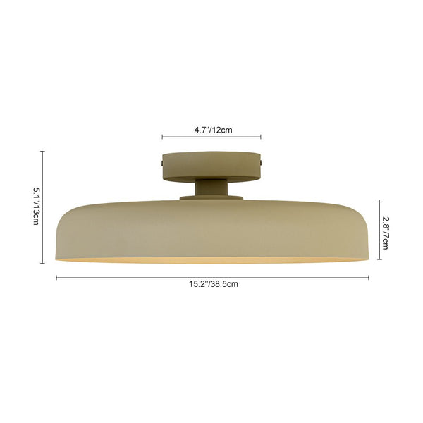 Cream Style Minimalist Khaki Matte Shallow Pan Semi Flush Mount - Yiilighting