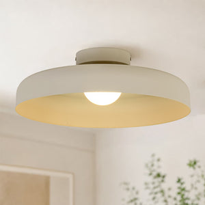 Cream Style Minimalist Khaki Matte Shallow Pan Semi Flush Mount - Yiilighting