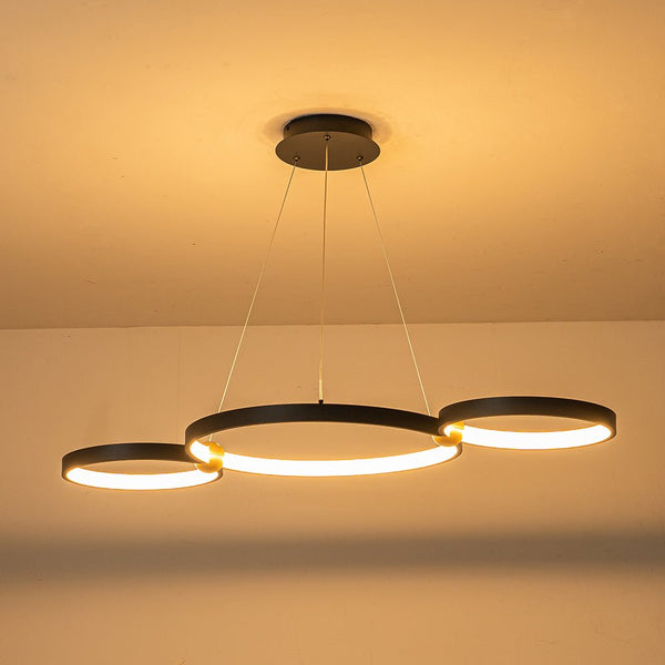 Dimmable LED Ring Circles Linear Chandelier - Yiilighting