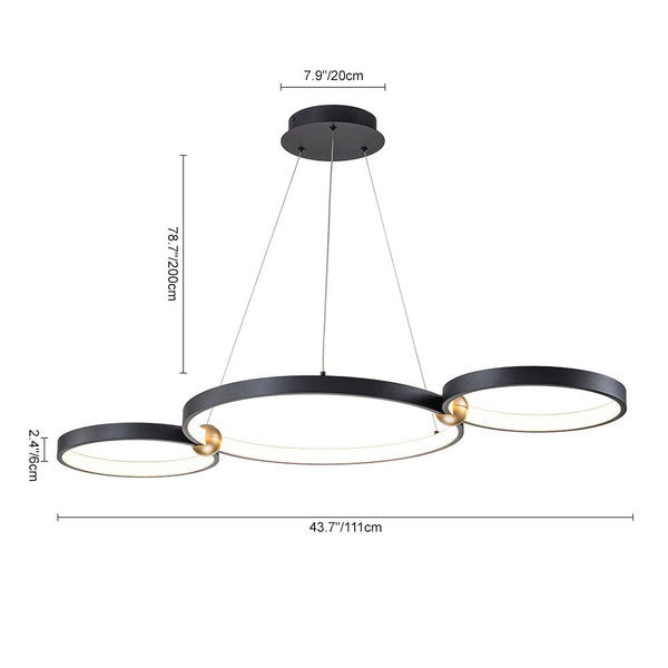 Dimmable LED Ring Circles Linear Chandelier - Yiilighting