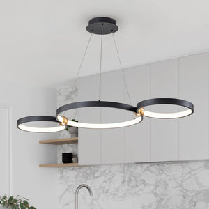 Dimmable LED Ring Circles Linear Chandelier - Yiilighting