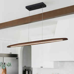 Dimmable Modern LED Walnut Linear Pendant Light - Yiilighting