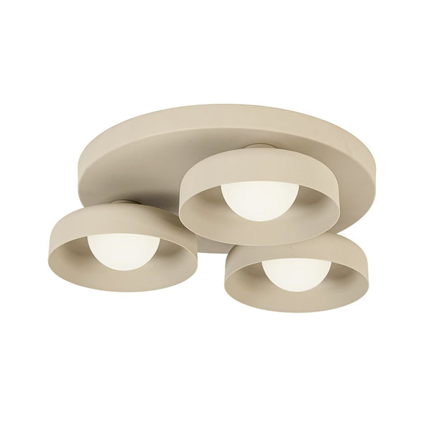 Dimmable Warm Light Khaki Matte 3 - Light Bowl LED Flush Mount - Yiilighting