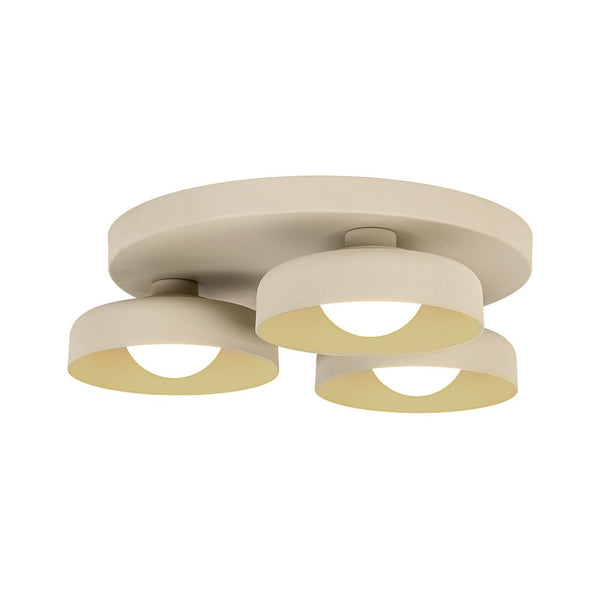 Dimmable Warm Light Khaki Matte 3 - Light Bowl LED Flush Mount - Yiilighting