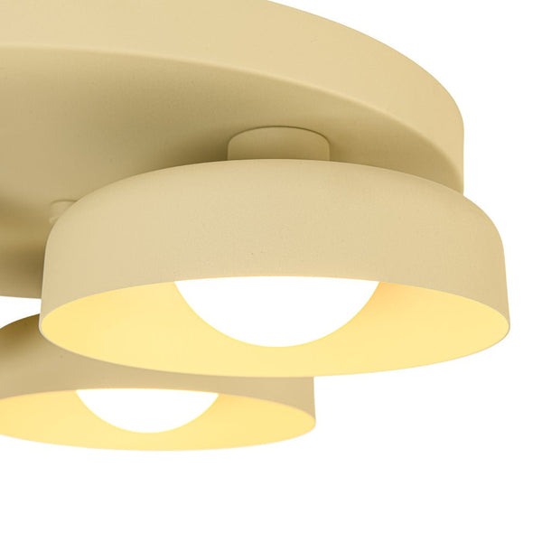 Dimmable Warm Light Khaki Matte 3 - Light Bowl LED Flush Mount - Yiilighting