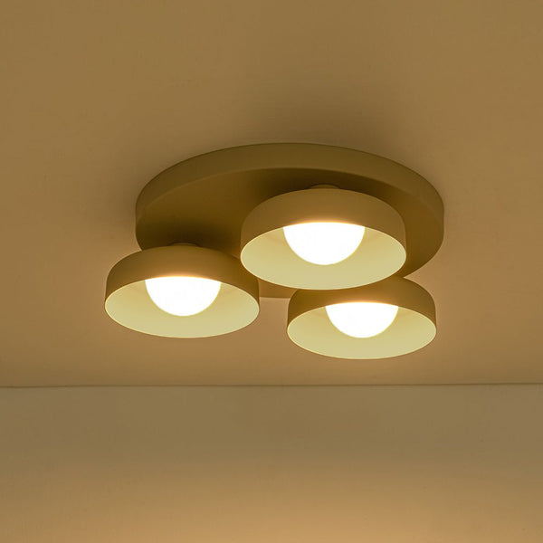 Dimmable Warm Light Khaki Matte 3 - Light Bowl LED Flush Mount - Yiilighting