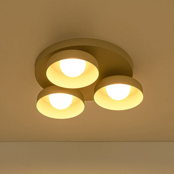 Dimmable Warm Light Khaki Matte 3 - Light Bowl LED Flush Mount - Yiilighting