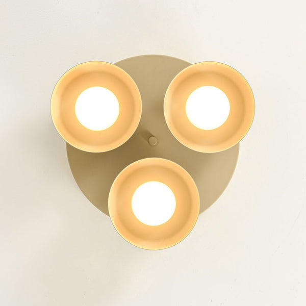 Dimmable Warm Light Khaki Matte 3 - Light Bowl LED Flush Mount - Yiilighting
