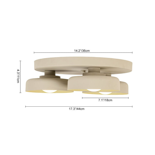 Dimmable Warm Light Khaki Matte 3 - Light Bowl LED Flush Mount - Yiilighting