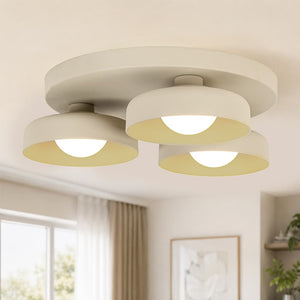 Dimmable Warm Light Khaki Matte 3 - Light Bowl LED Flush Mount - Yiilighting