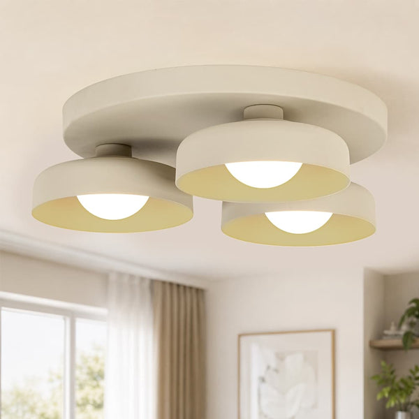 Dimmable Warm Light Khaki Matte 3 - Light Bowl LED Flush Mount - Yiilighting