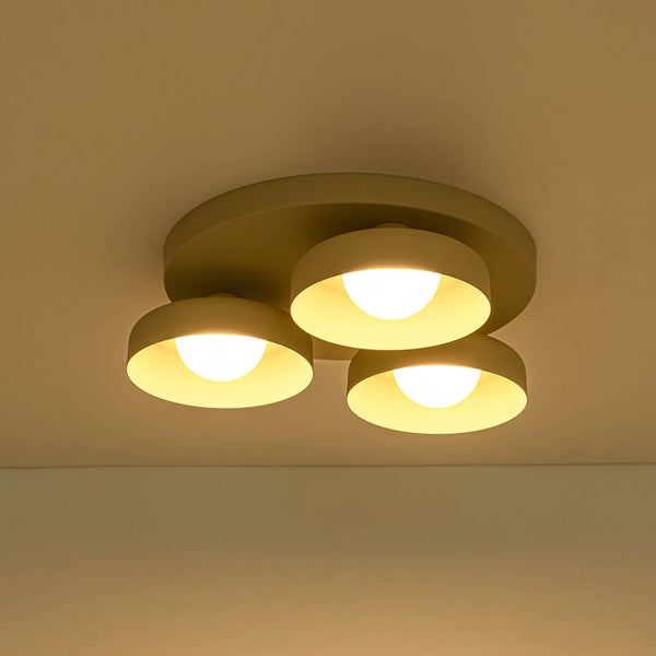 Dimmable Warm Light Khaki Matte 3 - Light Bowl LED Flush Mount - Yiilighting