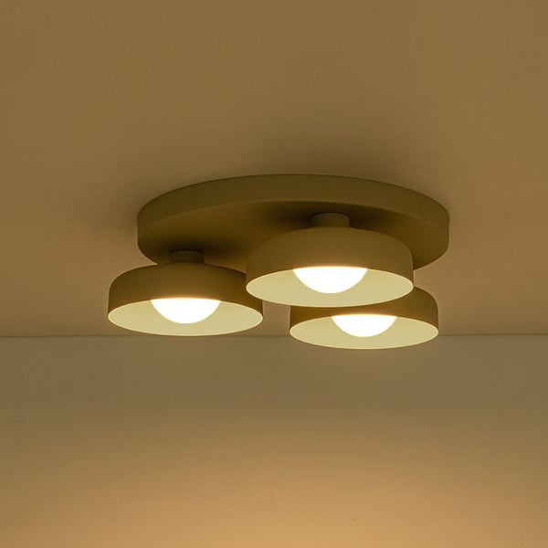 Dimmable Warm Light Khaki Matte 3 - Light Bowl LED Flush Mount - Yiilighting