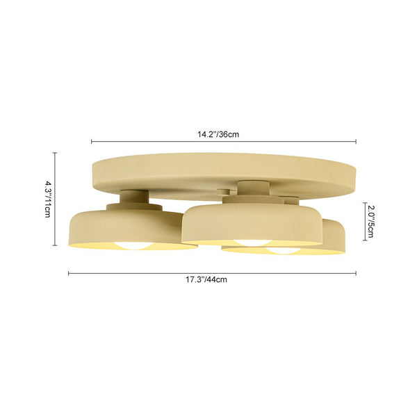 Dimmable Warm Light Khaki Matte 3 - Light Bowl LED Flush Mount - Yiilighting