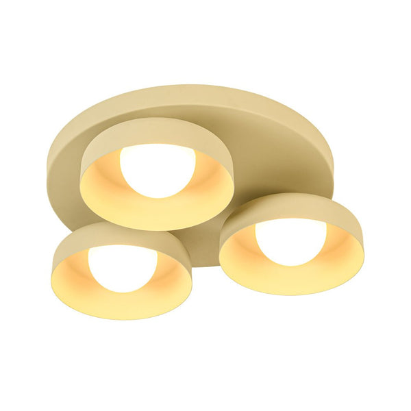 Dimmable Warm Light Khaki Matte 3 - Light Bowl LED Flush Mount - Yiilighting