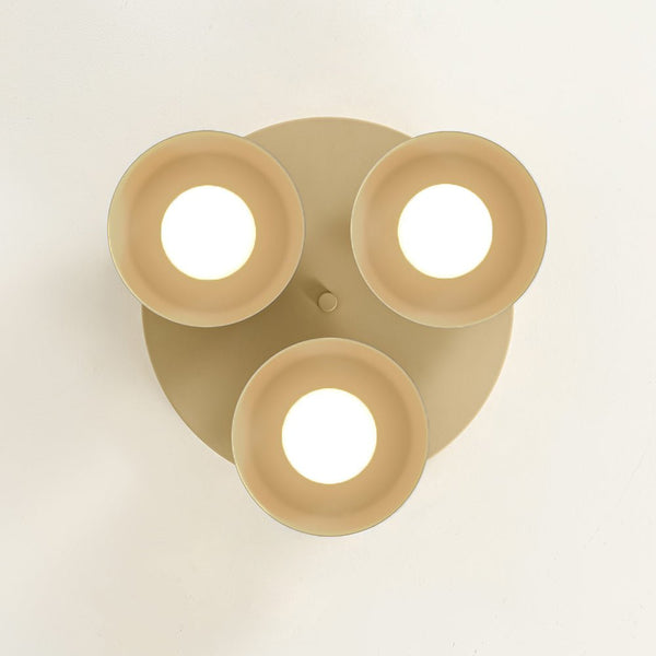 Dimmable Warm Light Khaki Matte 3 - Light Bowl LED Flush Mount - Yiilighting