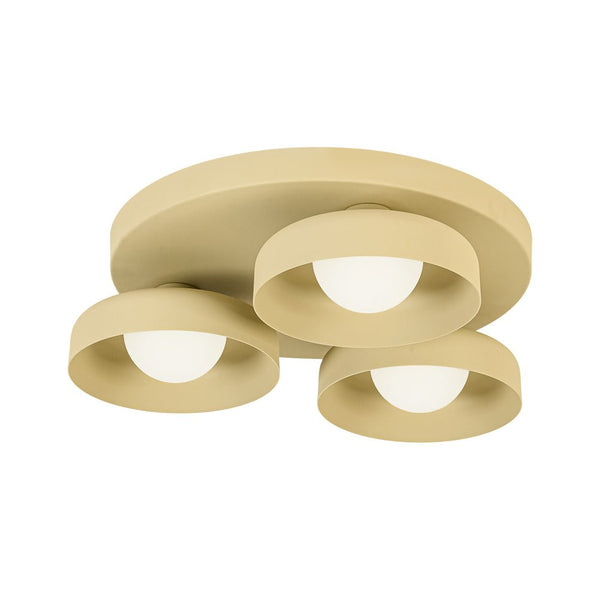 Dimmable Warm Light Khaki Matte 3 - Light Bowl LED Flush Mount - Yiilighting