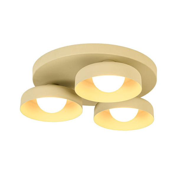 Dimmable Warm Light Khaki Matte 3 - Light Bowl LED Flush Mount - Yiilighting