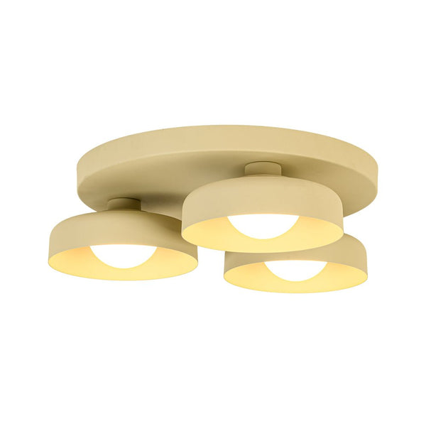 Dimmable Warm Light Khaki Matte 3 - Light Bowl LED Flush Mount - Yiilighting