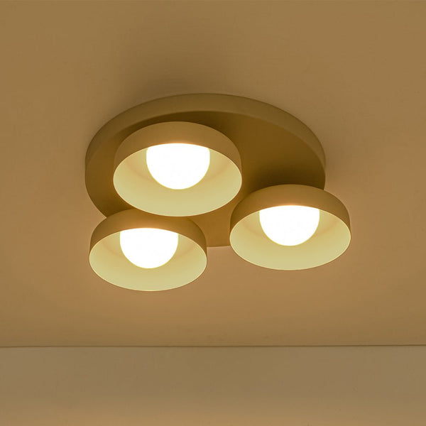 Dimmable Warm Light Khaki Matte 3 - Light Bowl LED Flush Mount - Yiilighting