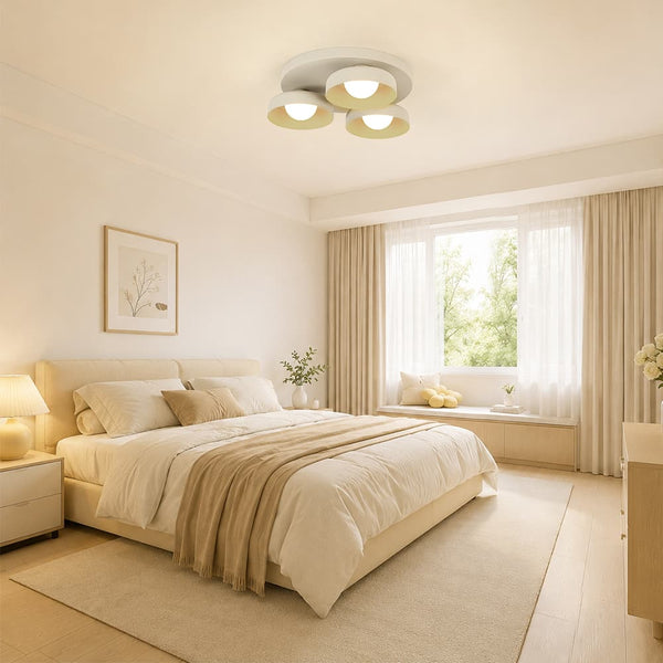 Dimmable Warm Light Khaki Matte 3 - Light Bowl LED Flush Mount - Yiilighting
