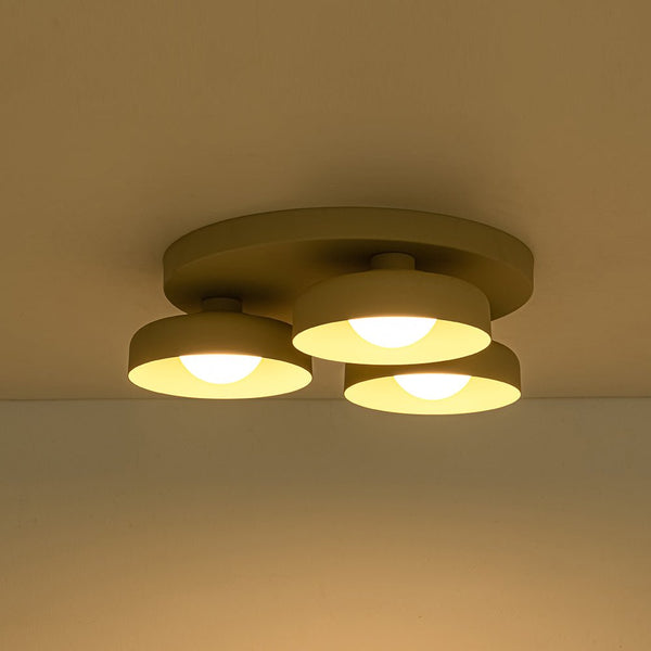 Dimmable Warm Light Khaki Matte 3 - Light Bowl LED Flush Mount - Yiilighting