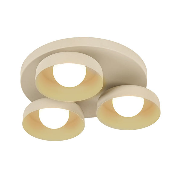 Dimmable Warm Light Khaki Matte 3 - Light Bowl LED Flush Mount - Yiilighting