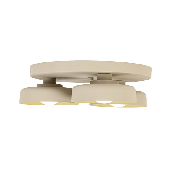 Dimmable Warm Light Khaki Matte 3 - Light Bowl LED Flush Mount - Yiilighting