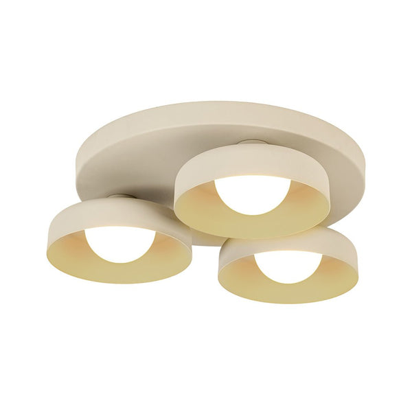 Dimmable Warm Light Khaki Matte 3 - Light Bowl LED Flush Mount - Yiilighting