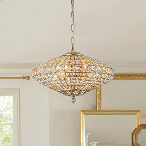European Court Style Antique Brass Diamond - Shaped Crystal Chandelier - Yiilighting