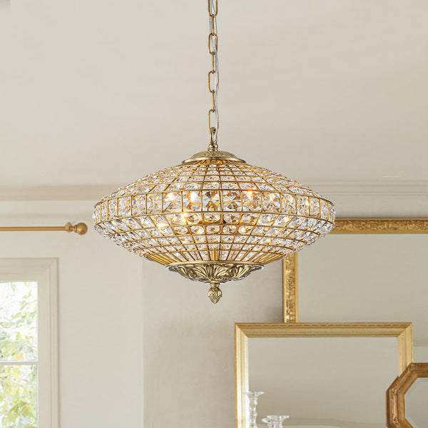 European Court Style Antique Brass Diamond - Shaped Crystal Chandelier - Yiilighting