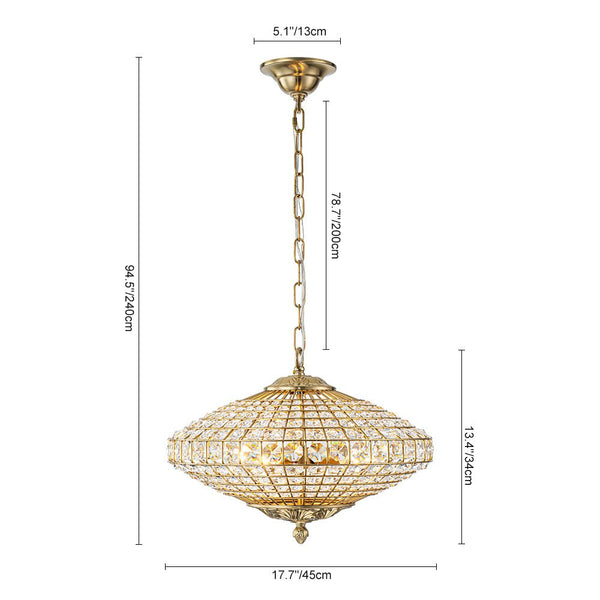 European Court Style Antique Brass Diamond - Shaped Crystal Chandelier - Yiilighting