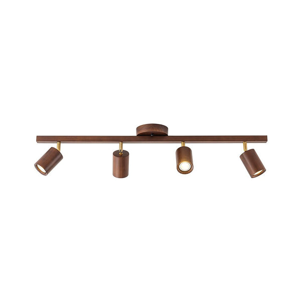 Farmhouse 4-Light Adjustable Walnut Wood Linear Ceiling Tracking Light - Yiilighting