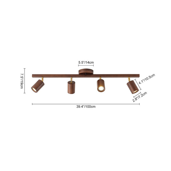 Farmhouse 4-Light Adjustable Walnut Wood Linear Ceiling Tracking Light - Yiilighting