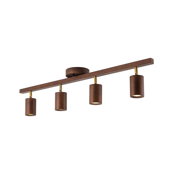 Farmhouse 4-Light Adjustable Walnut Wood Linear Ceiling Tracking Light - Yiilighting