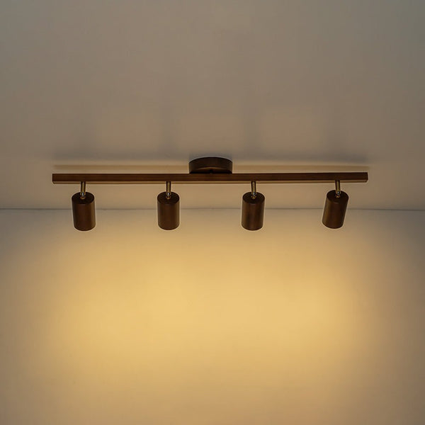 Farmhouse 4-Light Adjustable Walnut Wood Linear Ceiling Tracking Light - Yiilighting