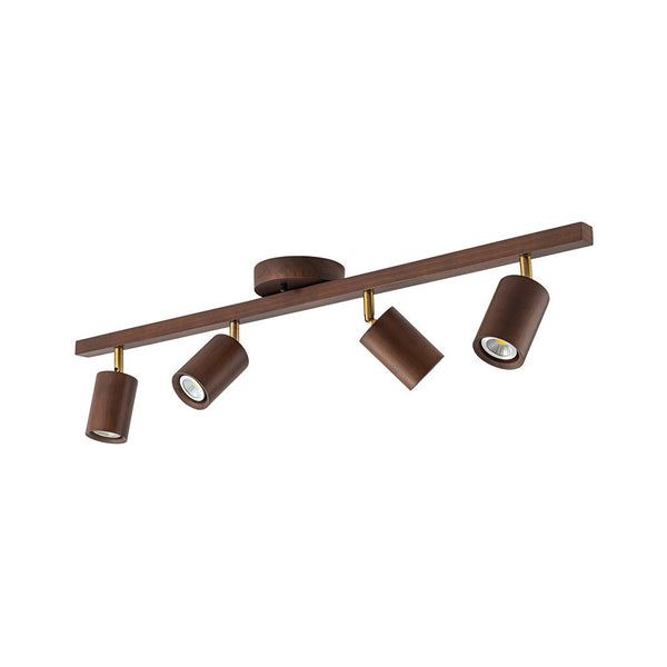 Farmhouse 4-Light Adjustable Walnut Wood Linear Ceiling Tracking Light - Yiilighting
