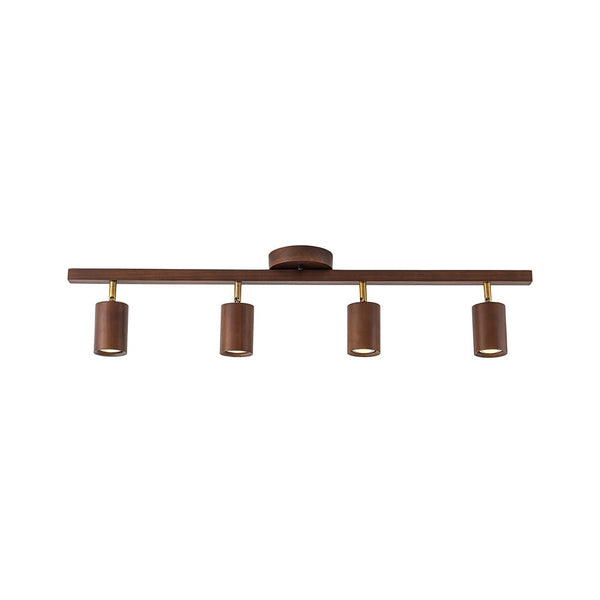 Farmhouse 4-Light Adjustable Walnut Wood Linear Ceiling Tracking Light - Yiilighting